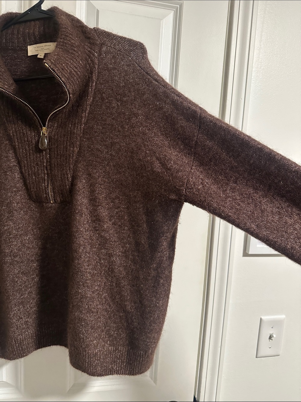 NWOT Sézane Tobias Half Zip Sweater in Dark Chocolate size M - Picture 8 of 13